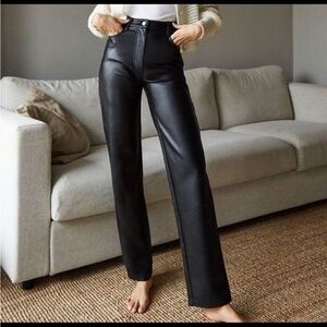 Aritzia Black Melina Faux Leather Pants